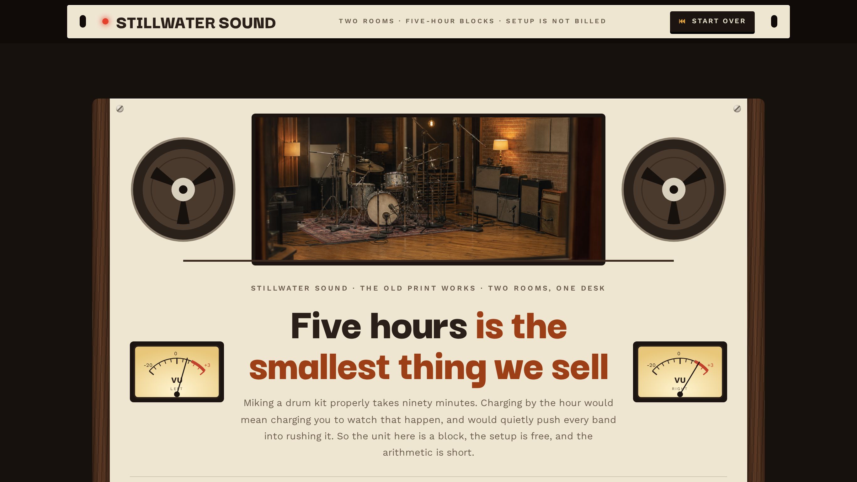 Recording studio booking form template preview