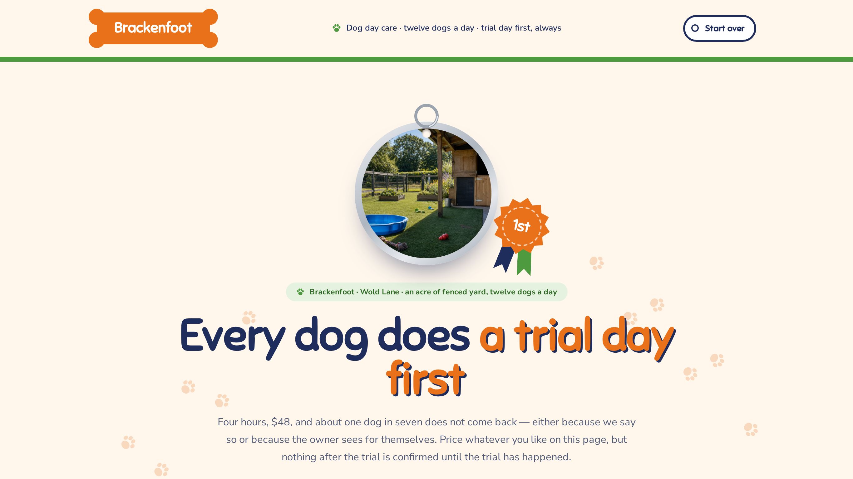 Dog daycare & boarding booking form template preview
