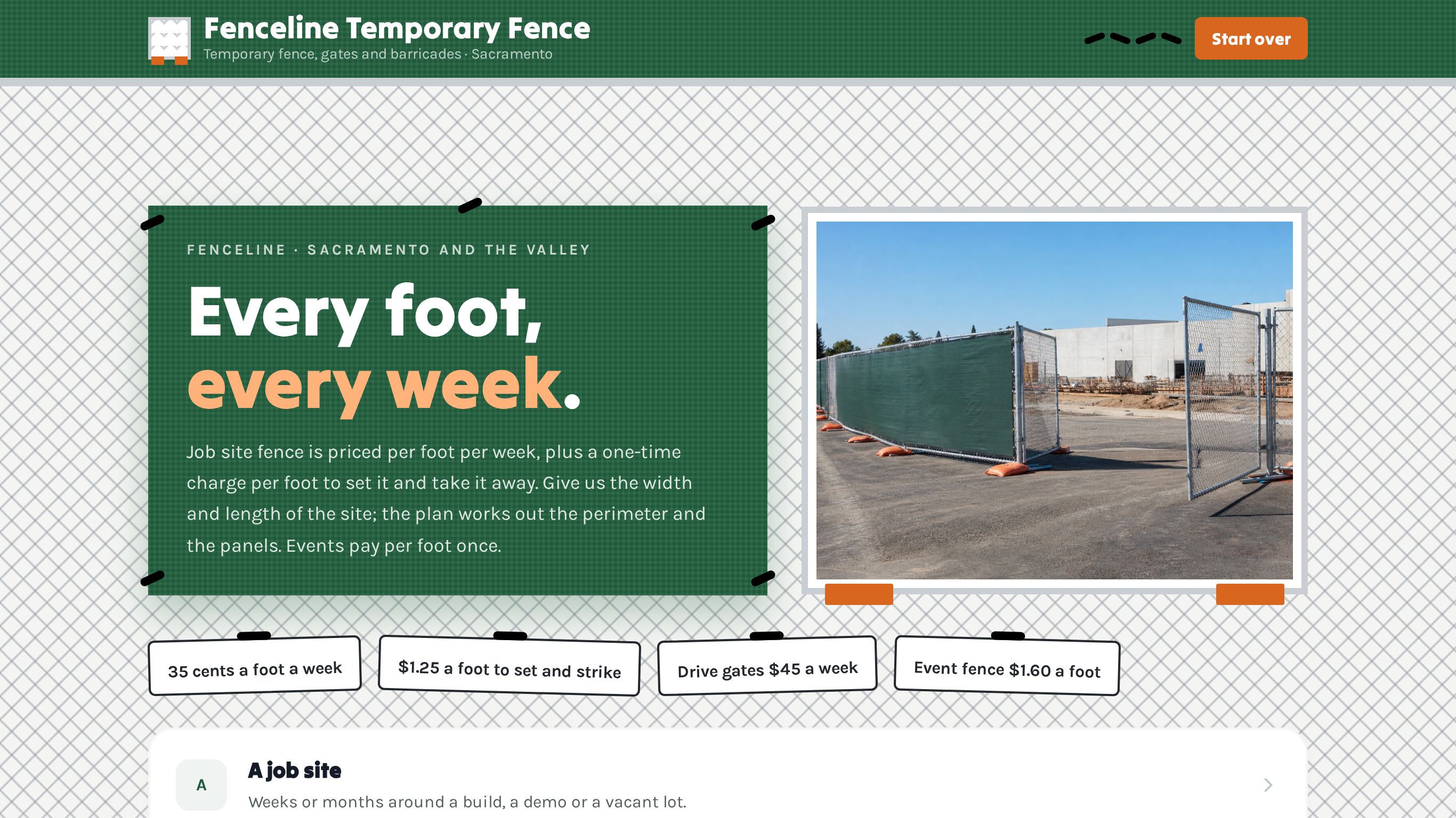 Temporary fence rental quote template preview
