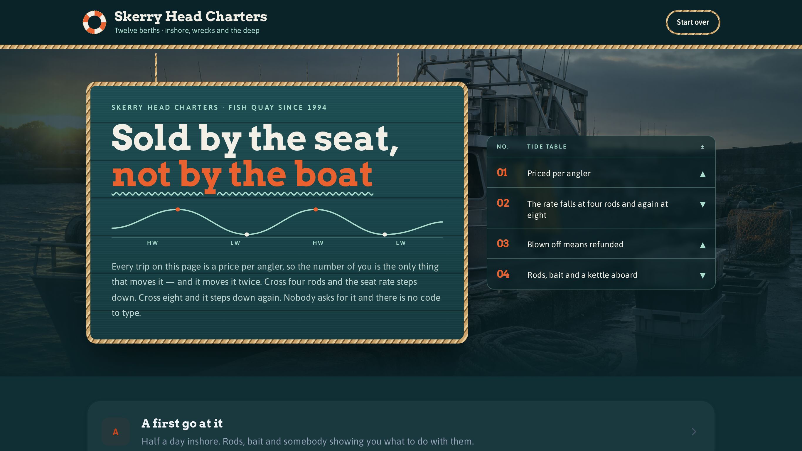 Fishing charter booking form template preview