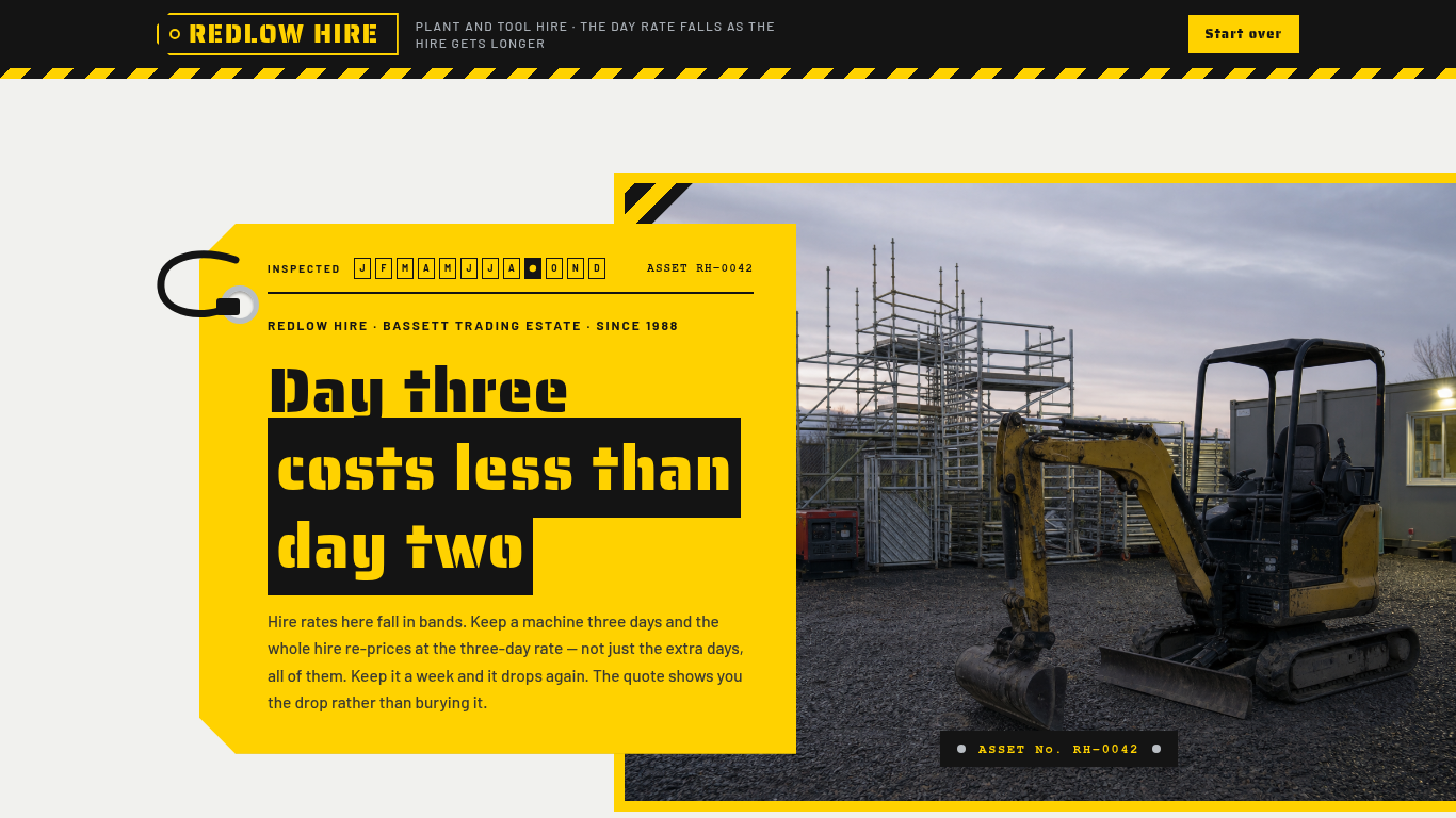 Equipment & tool rental booking form template preview