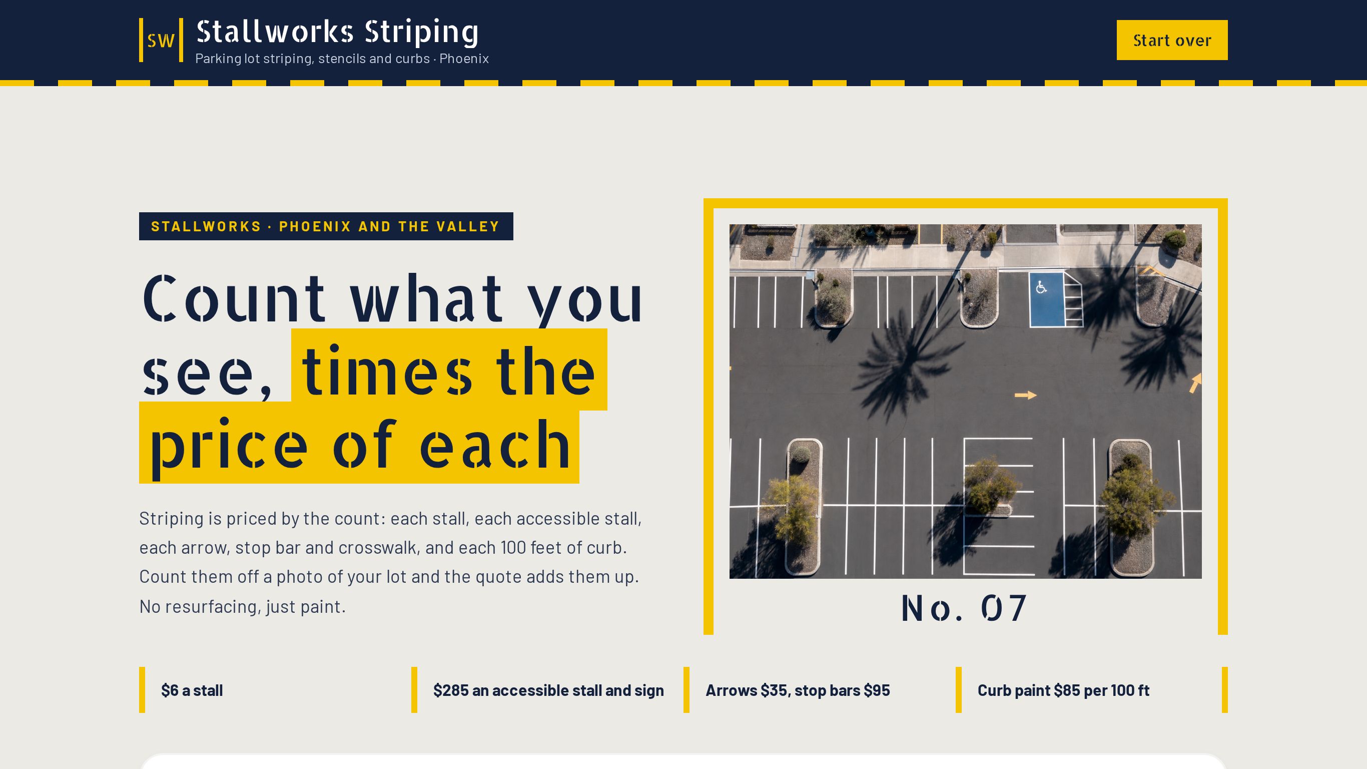 Parking lot striping estimate template preview